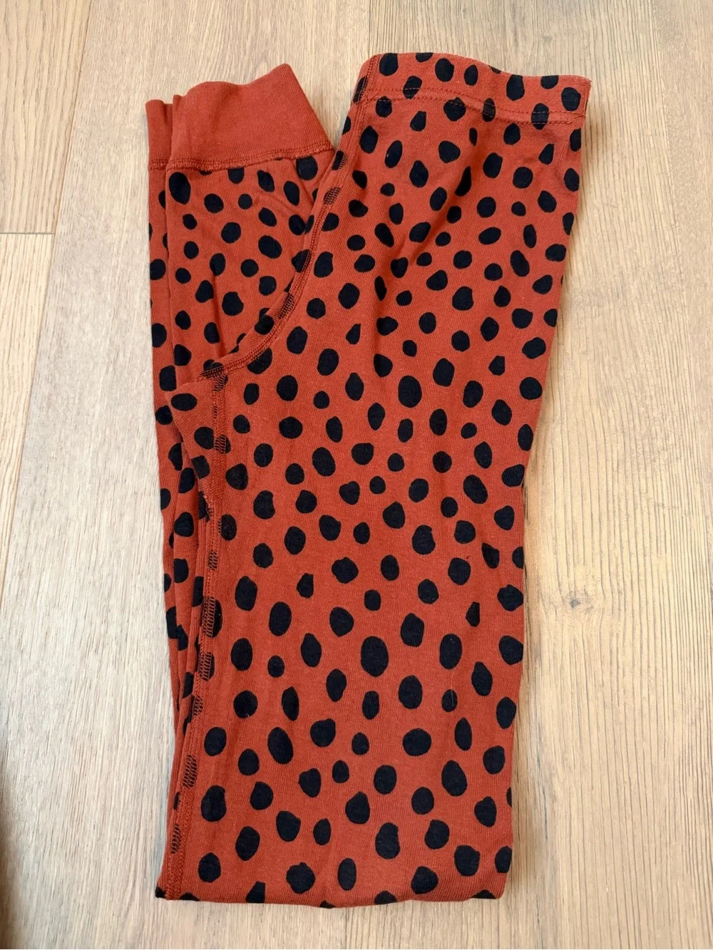 Hanna Andersson Girls Rust/Brown Pajama Pant Set with Black Dot Print